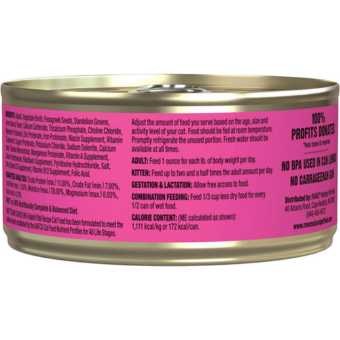 Rawz 96% Rabbit Pate Wet Cat Food 5.5oz poudrefeed.com 2