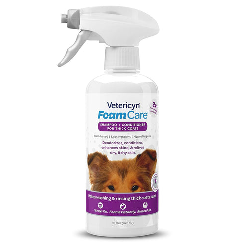 Vetericyn FoamCare Pet Shampoo for Thick Coats 16oz poudrefeed.com