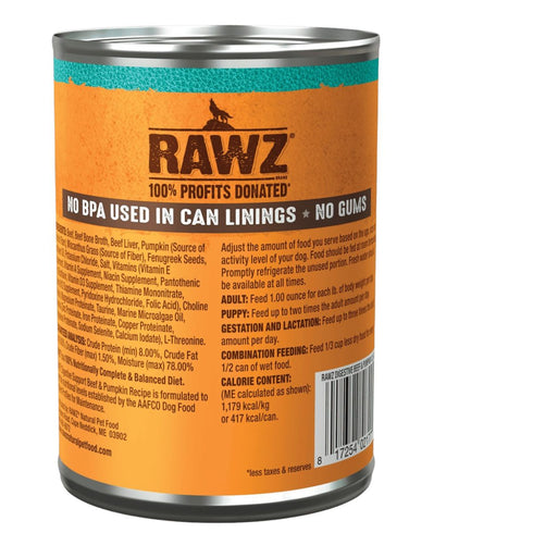 Rawz Digestive Support Beef & Pumpkin Dog Food 12.5oz Poudre Pet & Feed Supply