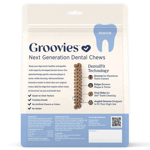 Groovies Senior Dog Dental Chews 12oz X-Large 8ct