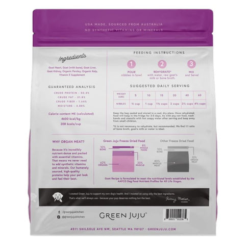 Green Juju Freeze Dried Goat Raw Dog Food 14oz - Poudre Pet & Feed Supply 2