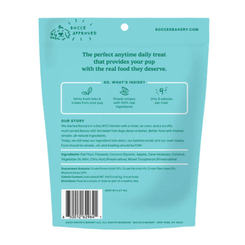 Bocce's Brushy Sticks Dental Bars Dog Treats Large 16oz back of package