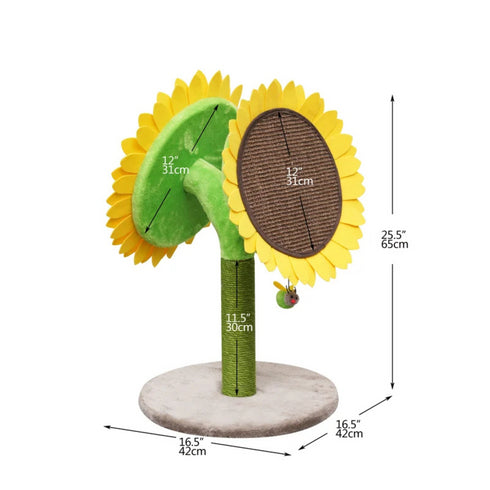 PetPals Group Catry Bloom Double Sunflower Scratching Post, 16.5" L X 16.5" W X 25.5" H