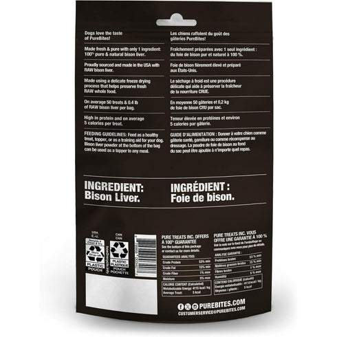 PureBites Bison Liver Freeze Dried Dog Treats 2.1oz - Poudre Pet & Feed Supply 2