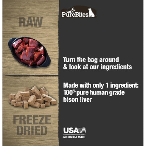 PureBites Bison Liver Freeze Dried Dog Treats 2.1oz - Poudre Pet & Feed Supply 3