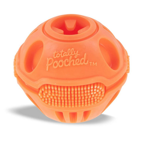 Totally Pooched Stuff'n Brush Ball 3" Orange Dog Toy - Poudre Pet & Feed Supply