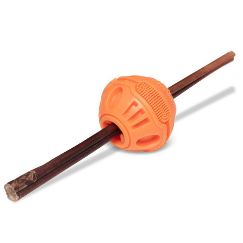 Totally Pooched Stuff'n Brush Ball 3" Orange Dog Toy - Poudre Pet & Feed Supply 2