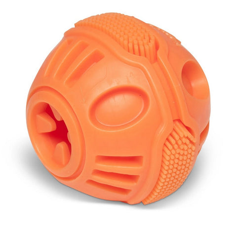 Totally Pooched Stuff'n Brush Ball 3" Orange Dog Toy - Poudre Pet & Feed Supply 3