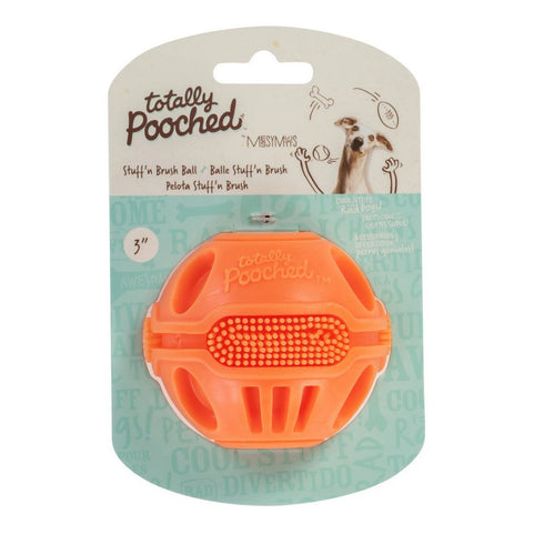 Totally Pooched Stuff'n Brush Ball 3" Orange Dog Toy - Poudre Pet & Feed Supply 9