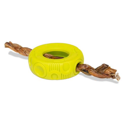 Totally Pooched Stuff'n Brush Tire 5" Green Dog Toy - Poudre Pet & Feed Supply 3