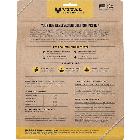 Vital Essentials Freeze Dried Soft Nibs Duck Raw Dog Food 14oz - Poudre Pet & Feed Supply 2