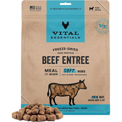 Vital Essentials Freeze-Dried Beef Soft Nibs Raw Dog Food 14oz - Poudre Pet & Feed Supply
