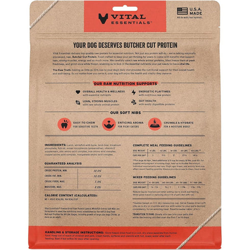 Vital Essentials Freeze Dried Soft Nibs Lamb Whitefish Raw Dog Food 14oz - Poudre Pet & Feed Supply 2