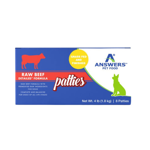 A+ Answers Frozen Detailed Raw Beef Patties Raw Dog Food 4lb - Poudre Pet & Feed Supply