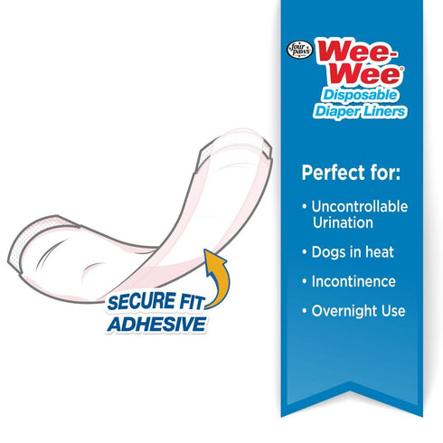 Four Paws Wee-Wee Super Absorbent Disposable Dog Diaper Liners 10Pk - Poudre Pet & Feed Supply 3