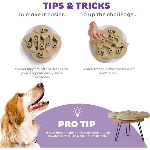 Outward Hound Hide N' Slide Interactive Treat Puzzle Dog Toy Level 2 Tan - Poudre Pet & Feed Supply 4