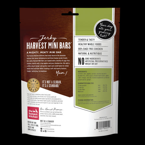 The Honest Kitchen Jerky Harvest Chicken Apples Blueberries Mini Dog Bars 4oz - Poudre Pet and Feed Supply