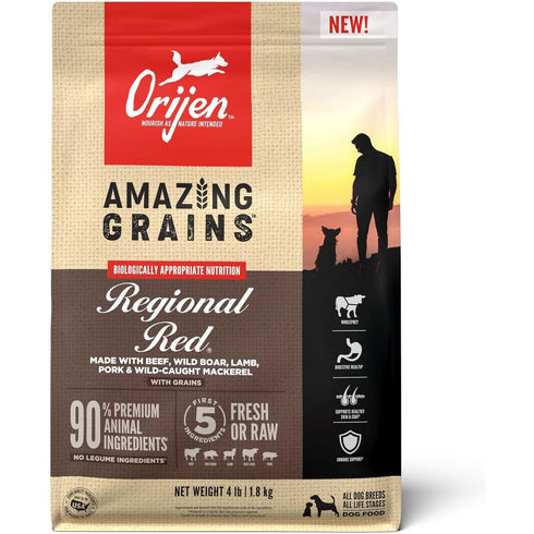 Orijen Amazing Grains Regional Red Dry Dog Food 4lb - Poudre Pet and Feed Supply