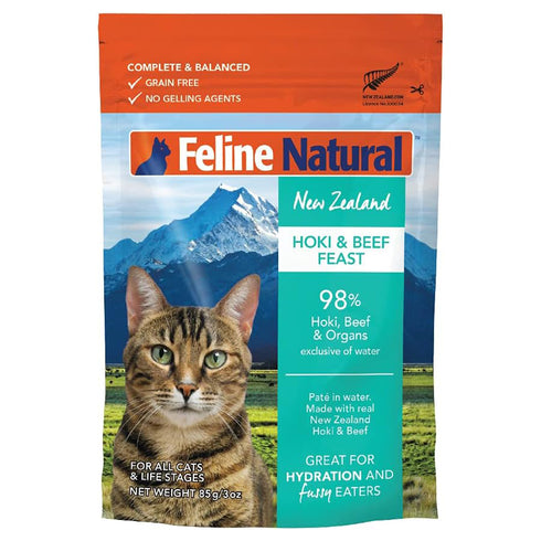 Feline Natural Hoki Beef Cat Food Pouch 3oz - Poudre Pet and Feed Supply