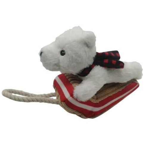 Tall Tails Plush Polar Bear with Sled 12” Dog Toy - Poudre Pet and Feed Supply