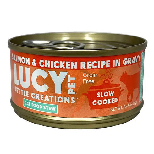 Lucy Pet Kettle Creations Chicken and Salmon Recipe in Gravy Cat Food 2.47oz - Poudre Pet and Feed Supply