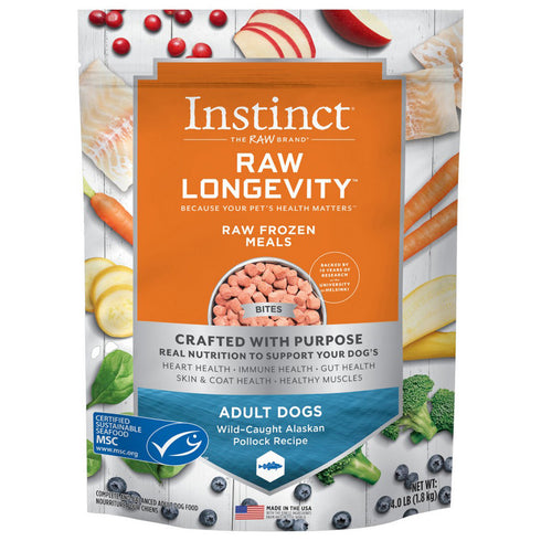Instinct Pet Food Raw Longevity Frozen Bites Pollock Dog Food 4lb - Poudre Pet and Feed Supply