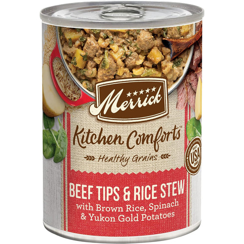 Merrick Kitchen Comforts Beef Tips & Rice Stew Canned Dog Food 12.7oz - Poudre Pet and Feed Supply