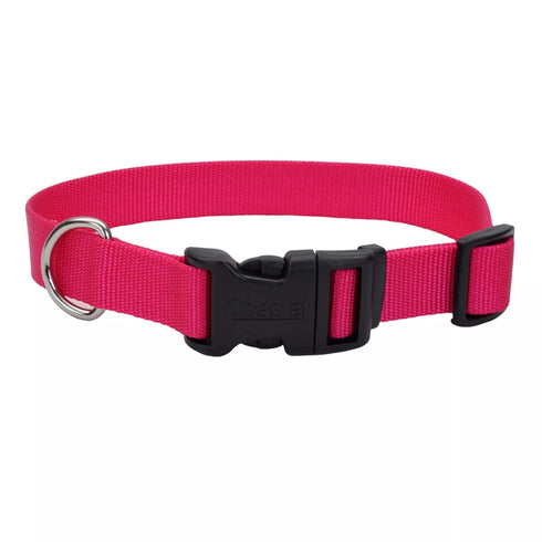 Coastal Adjustable Dog Collar with Plastic Buckle 5/8" x 10" - 14" Pink Flamingo poudrefeed.com