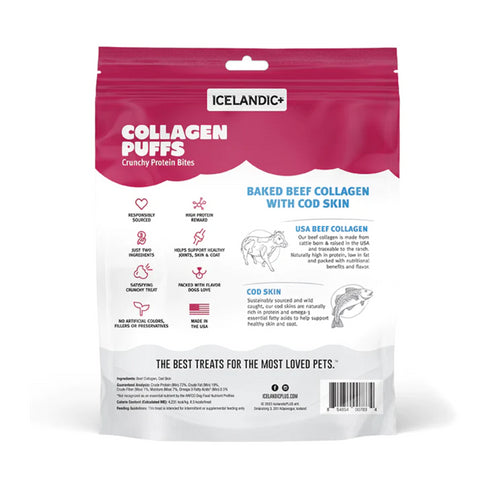 Icelandic+ Beef Collagen Puffs with Cod Skin Treats for Dogs 2.5oz