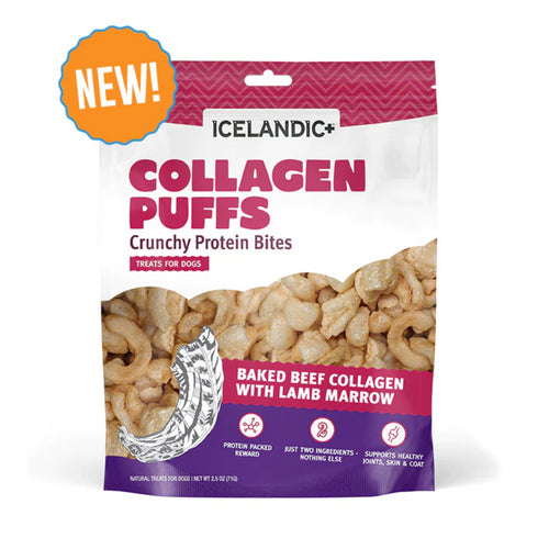 Icelandic+ Beef Collagen Puffs with Lamb Marrow Treats for Dogs 2.5oz poudrefeed.com