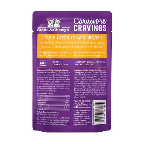 Stella & Chewy's Carnivore Cravings Morsels 'N' Gravy Chicken Beef Cat Food 2.8oz - Poudre Pet and Feed Supply