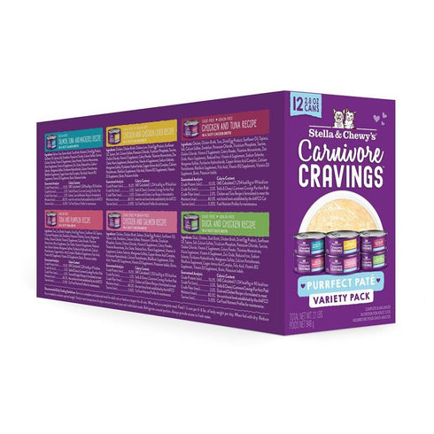 Stella and Chewy's Carnivore Cravings Canned Cat Food Purrfect Pate Variety Pack 2.8oz - Poudre Pet and Feed Supply