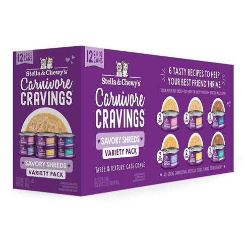 Stella and Chewy's Carnivore Cravings Savory Shreds Cat Food 2.8oz Canned Variety Pack - Poudre Pet and Feed Supply