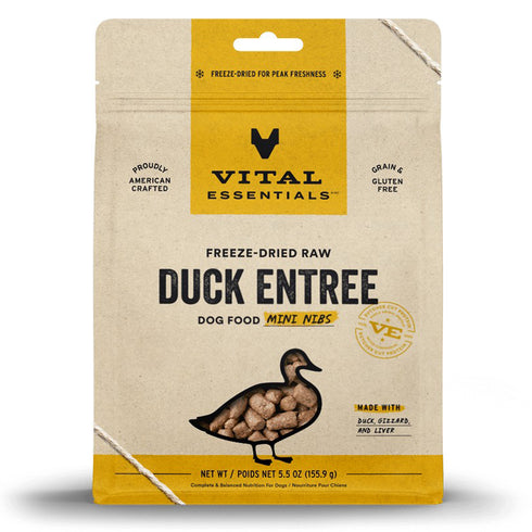 Vital Essentials Freeze-Dried Raw Duck Entree Dog Food Mini Nibs 5.5oz - Poudre Pet and Feed Supply
