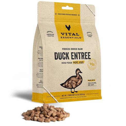 Vital Essentials Freeze-Dried Raw Duck Entree Dog Food Mini Nibs 5.5oz - Poudre Pet and Feed Supply