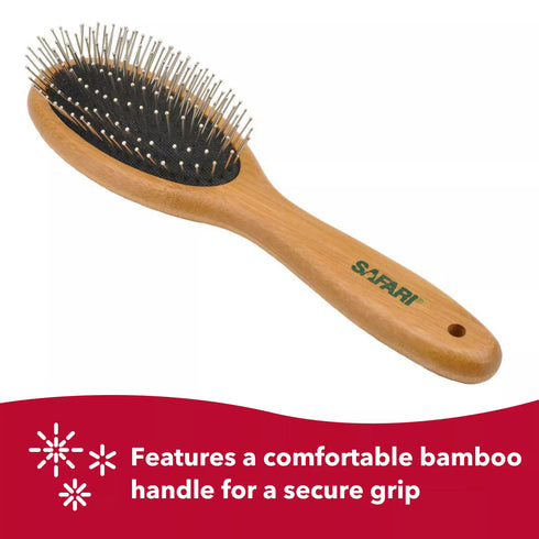 Safari Wire Pin Dog Brush with Bamboo Handle Large poudrefeed.com 5