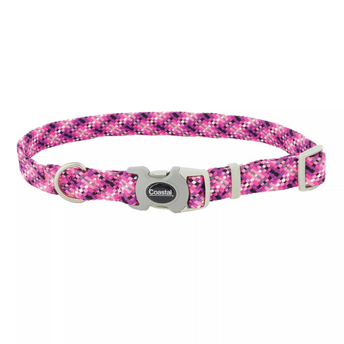 Coastal Pro Active Adjustable Woven Reflective Dog Collar XS Pixel Pink poudrefeed.com