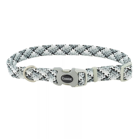 Coastal Pro Active Adjustable Woven Reflective Dog Collar XS Grey Scale poudrefeed.com