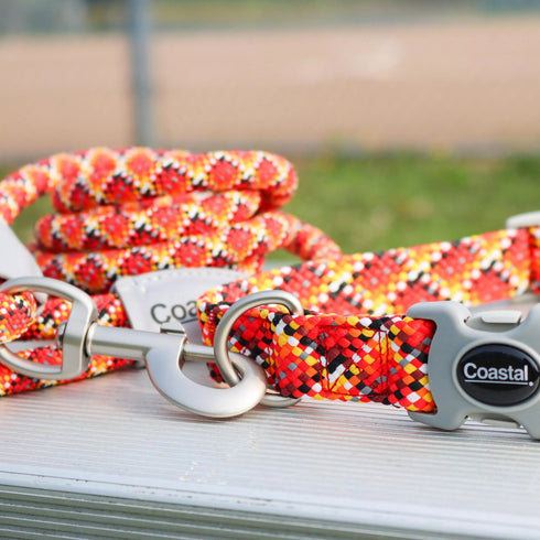 Coastal Pro Active Adjustable Woven Reflective Dog Collar S/M Burning Blocks poudrefeed.com 2