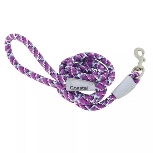 Coastal Pro Active Woven Reflective Rope Leash 6' Woven Violet Poudre Pet & Feed Supply
