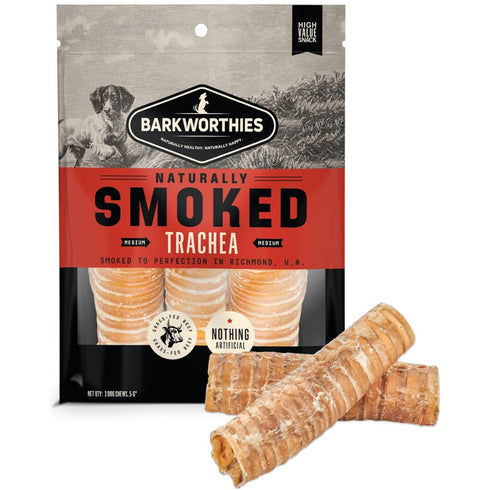 Barkworthies Smoked Beef Trachea Dry Dog Treat 6” 3-Pack