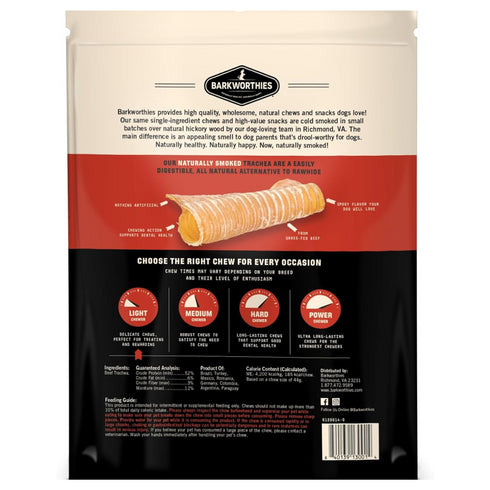Barkworthies Smoked Beef Trachea Dry Dog Treat 6” 3-Pack