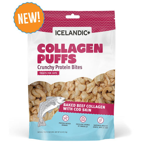 Icelandic Beef Collagen Puffs with Cod Skin Cat Treats 0.5oz - Poudre Pet and Feed Supply