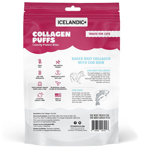 Icelandic Beef Collagen Puffs with Cod Skin Cat Treats 0.5oz - Poudre Pet and Feed Supply