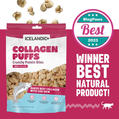 Icelandic Beef Collagen Puffs with Cod Skin Cat Treats 0.5oz - Poudre Pet and Feed Supply