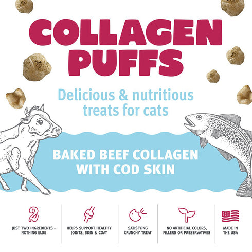 Icelandic Beef Collagen Puffs with Cod Skin Cat Treats 0.5oz - Poudre Pet and Feed Supply