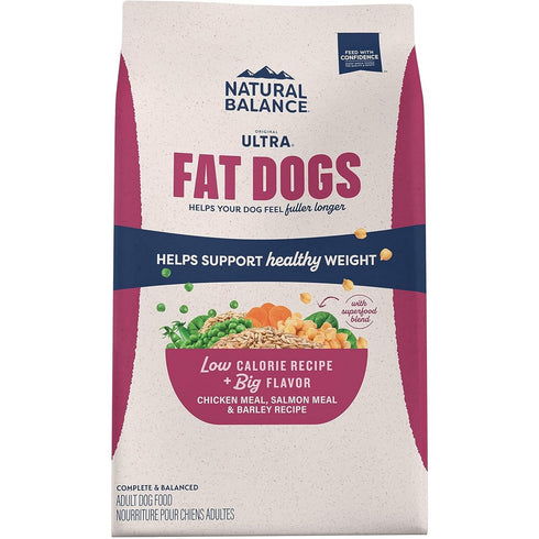 Natural Balance Fat Dogs Chicken Salmon Meal Recipe Low Calorie Dry Dog Food 4lb - Poudre Pet and Feed Supply