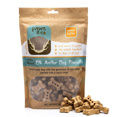 Paws & Co Elk Antler Dog Biscuits Dog Treats 16oz - Poudre Pet and Feed Supply