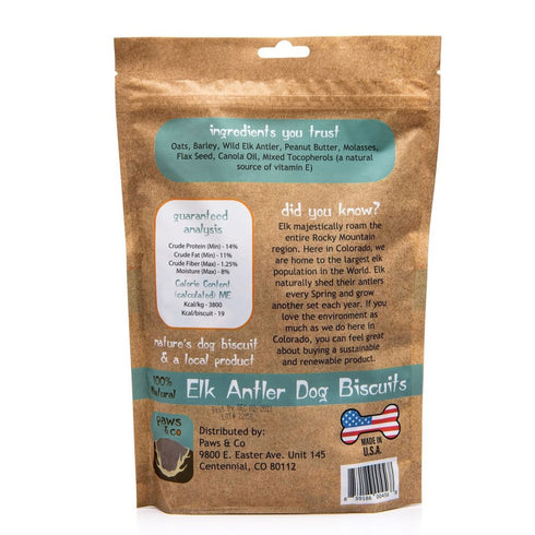 Paws & Co Elk Antler Dog Biscuits Dog Treats 16oz - Poudre Pet and Feed Supply