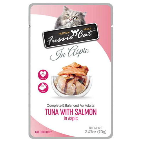 Fussie Cat Tuna Salmon in Aspic Pouch Wet Cat Food 2.47oz - Poudre Pet and Feed Supply